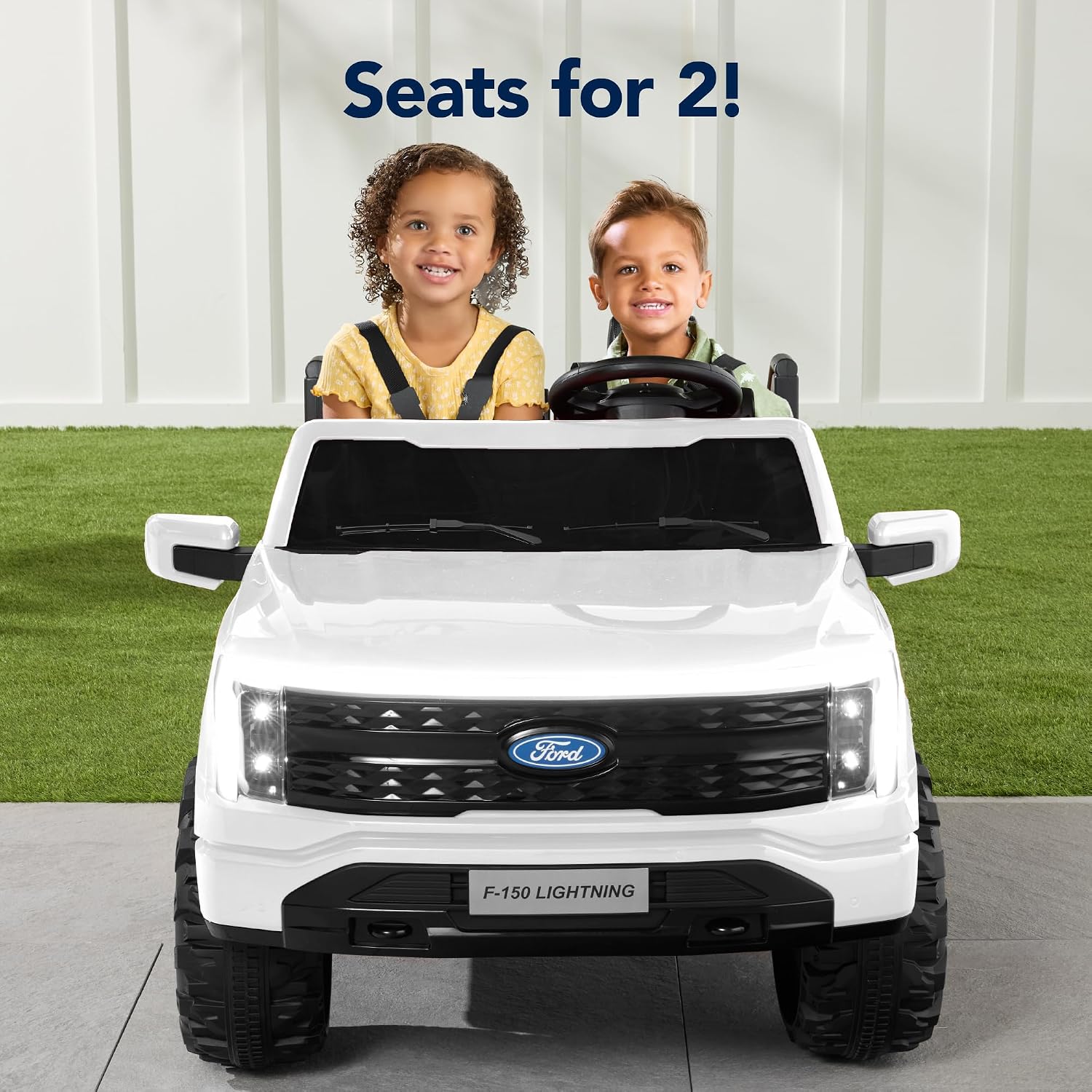 Best Choice Products Licensed Ford F-150 Lightning Truck Kids 24V 2-Seater Electric Ride On Car Toy w/ 132lb Weight Capacity, Parent Control - White - Image 3