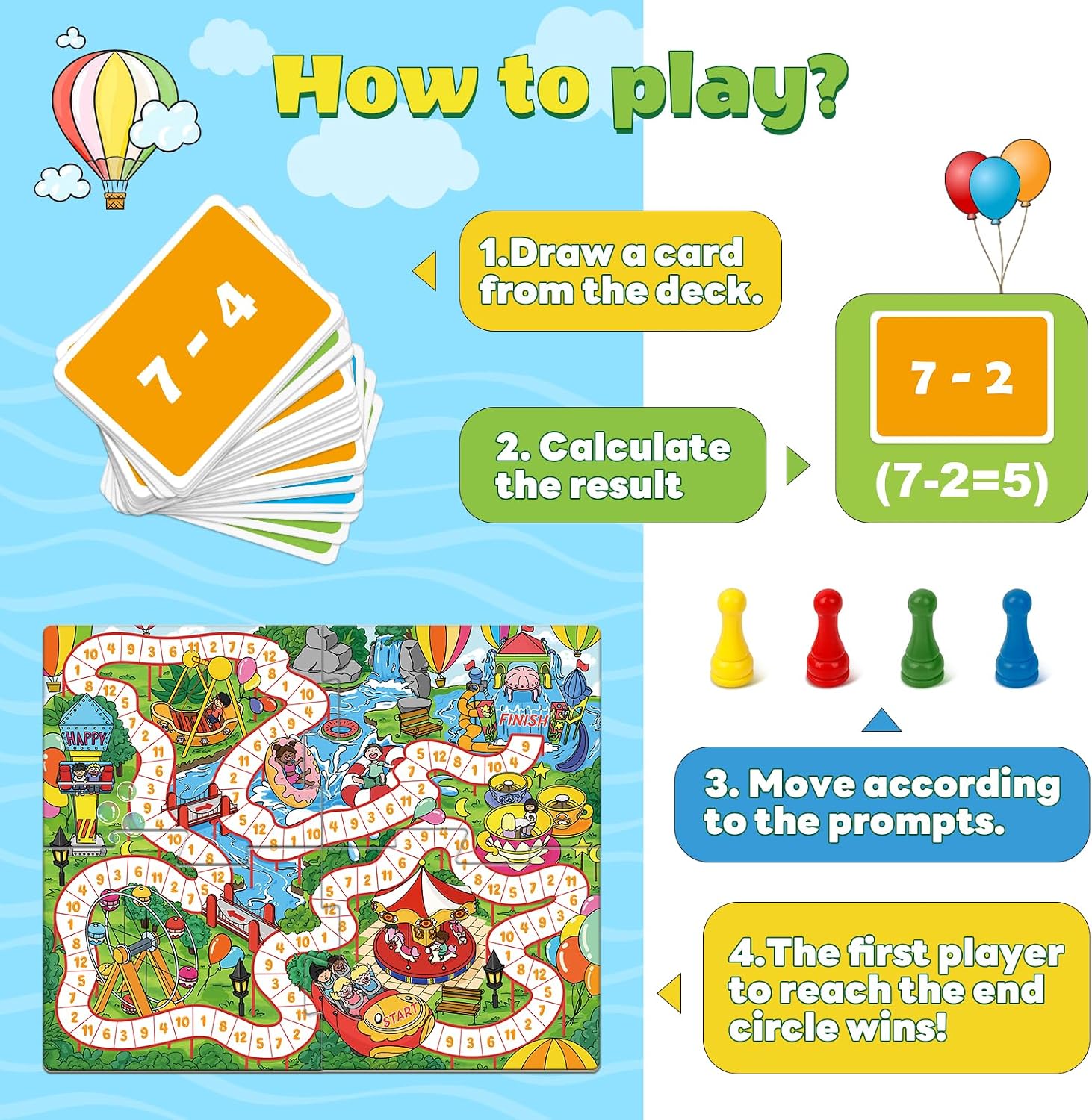 Broytain Addition and Subtraction Math Games for Kids,Addition & Subtraction,Educational Learning Board Games for Boys and Girls Ages 5 6 7 8,Classroom Travel Indoor Outdoor Family Games - Image 4