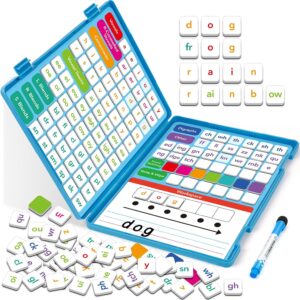 Phonics Magnetic Letter Tiles,Phonics Games Magnetic Letters,Reading Spelling Games with Word Build Boards & All-in-one Storage Case,Word Family Build Game for Preschool Pre k Kindergarten Classroom