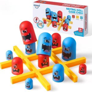 AIUAZA Tic Tac Toe Strategic Board Game for Kids and Family,Party Tabletop Games, Strategy Head to Head Games,Friendly Educational Board Game, Suitable Party 2 Players Toys (1PC)