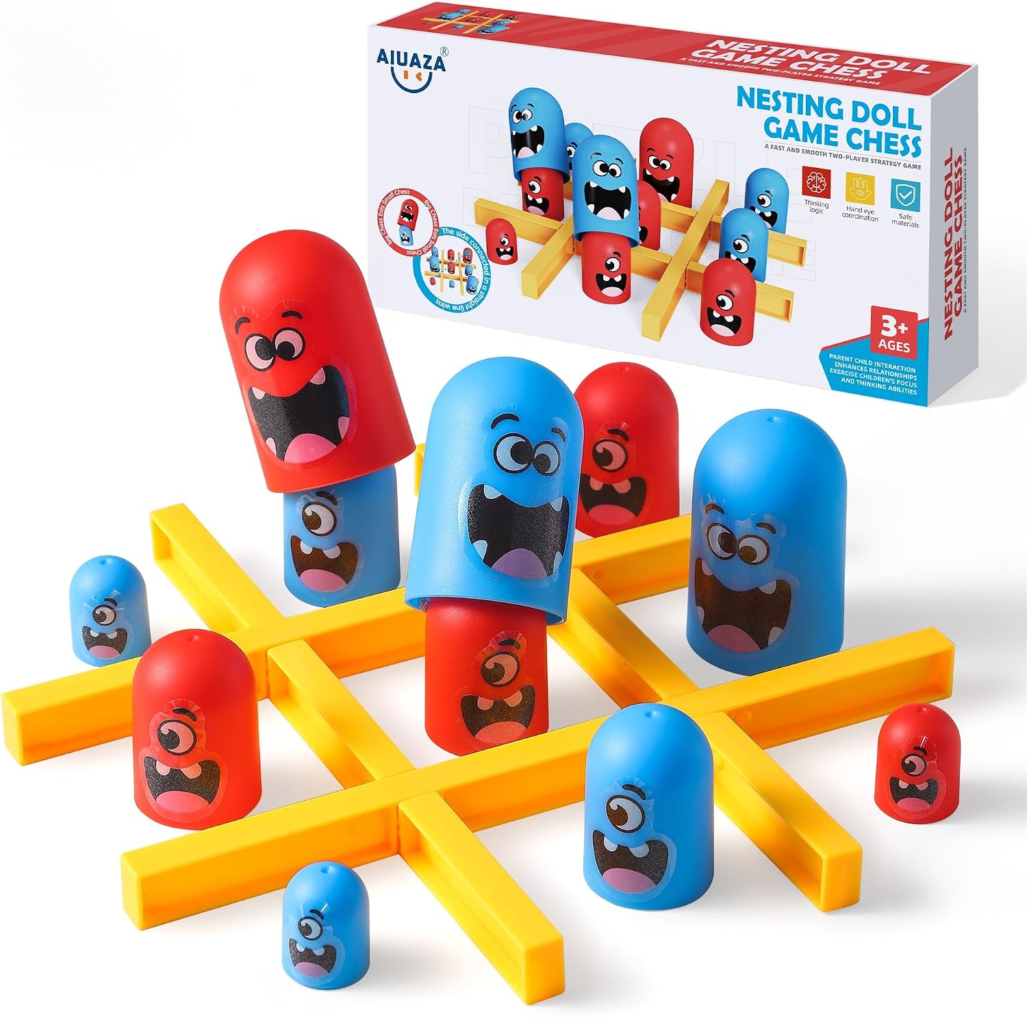 AIUAZA Tic Tac Toe Strategic Board Game for Kids and Family,Party Tabletop Games, Strategy Head to Head Games,Friendly Educational Board Game, Suitable Party 2 Players Toys (1PC)
