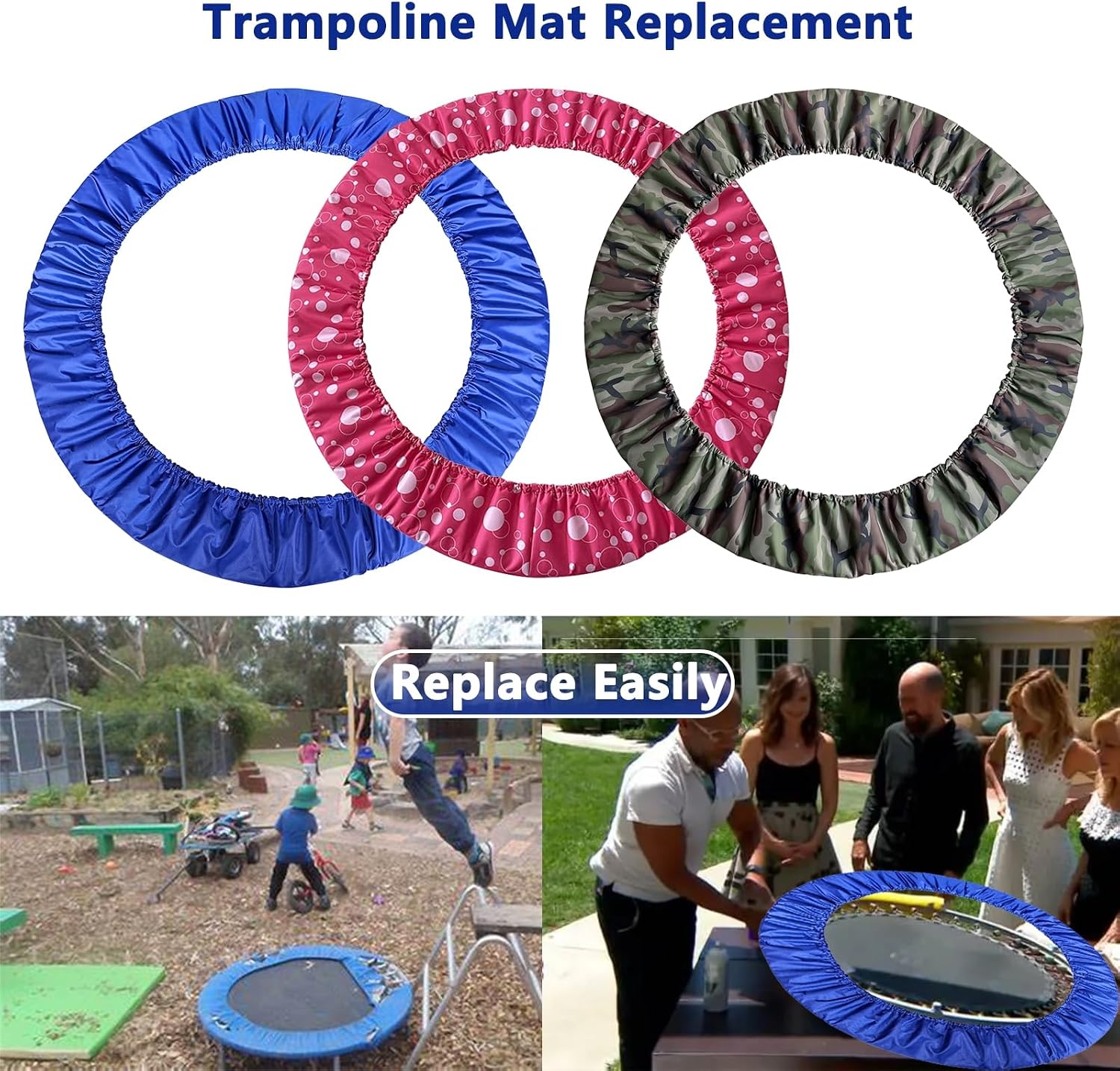 Mini Trampoline Spring Cover 36 38 40 45 60inch Small Trampoline Pad Replacement 3 Layers Thickened & Widened, 800D Tear-Resistant Oxford Cloth, fit Indoor Trampoline for Toddlers - Image 7