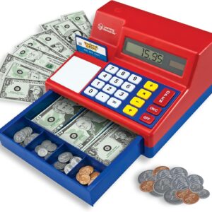 Learning Resources Pretend & Play Calculator Register Toy – Kids Play Set & Credit Card Toy, Register for Kids, Pretend Grocery Store Shopping Playset for Toddlers, Teaching Math Set