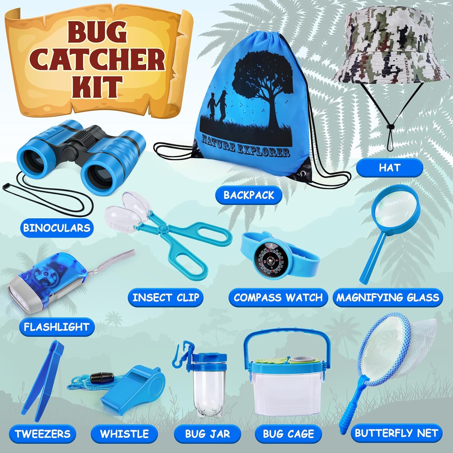 ESSENSON Bug Catcher and Kids Explorer Kit, Outdoor Bug Catching Explorer Adventure Kit with Binoculars, Summer Outdoor Toys for Kids Ages 4-8 - Image 2