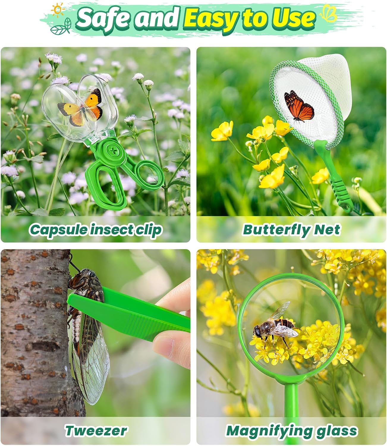Bug Catcher for Kids, 22 PCS Bug Catching Kit with Bug Collector Toy Bugs Butterfly Net Magnifying Glass Insect Catcher Tweezers, Outdoor Explorer Kit for Kids Age 3 4 5 6 7 8 - Image 5