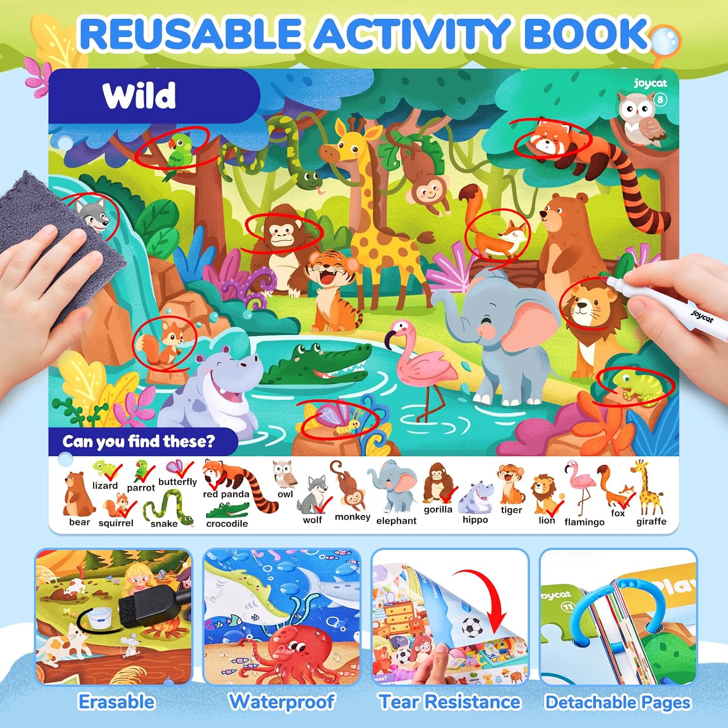 JoyCat Seek & Find Game Books - Preschool Learning Activity for Toddlers & Kids Ages 3-5, Travel Activities Toys for Road Trip Car Airplane, Busy Book, Birthday Gifts for Girls and Boys Ages 4-8 - Image 2