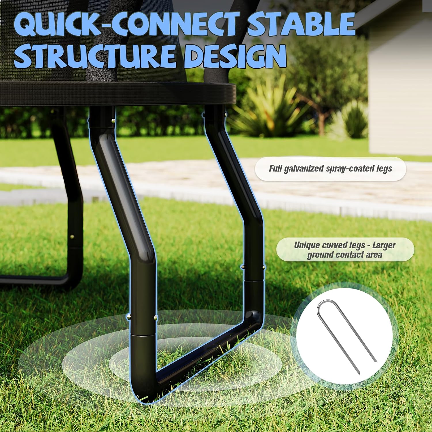 YUMPIE 8FT 10FT 12FT 14FT 15FT 16FT Outdoor Trampoline with Enclosure Net and Ladder, Recreational Trampolines for Kids and Adults, Quick Connect Frame, ASTM Approval - Image 8