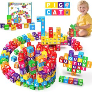 Magnetic Blocks for Toddlers 1-3, 1.4 inch Large Building Blocks Number ABC Learning Toys for 1 2 3 4 5+ Year Old Boys Girls Educational Montessori Toys for Preschool Activities 36PCS STEM Magnet Cube