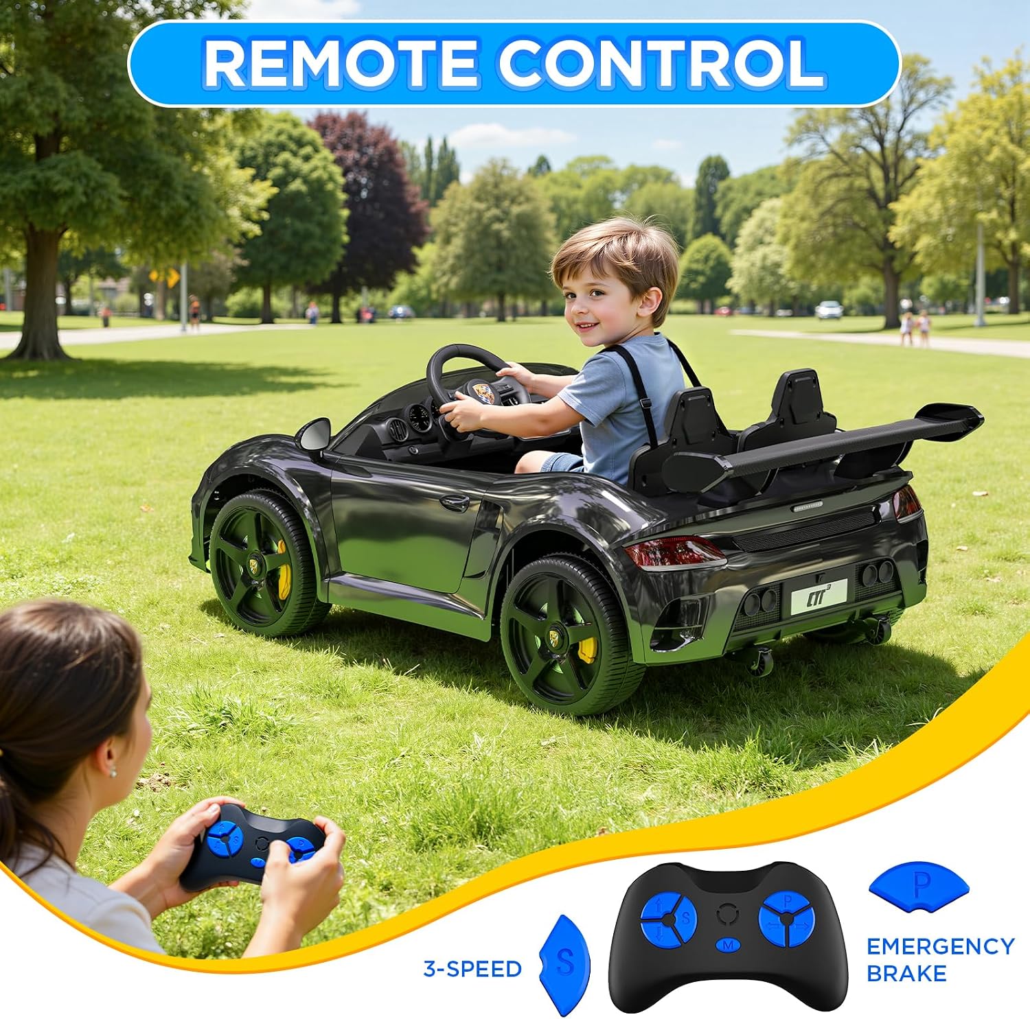 24V Kids Ride on Car for Big Kids, 2 Seaters RUF Licensed Sports Car, 4WD Kids Electric Car, Ride on Toys, Remote Control, Features Music, Story, Wireless Connection, Ideal Present for Kids - Image 6