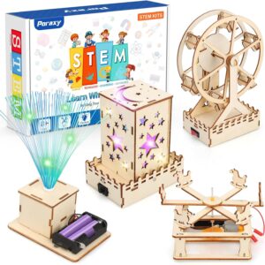 Poraxy 4 in 1 STEM Kits for Kids Age 8-10, Science Kits Building Projects for Kids, STEM Toys for Boys Girls Age 8-13, 3D Puzzles Educational Craft 8-12, Birthday Gifts for 6 7 9 10 11 12 13 Year Old