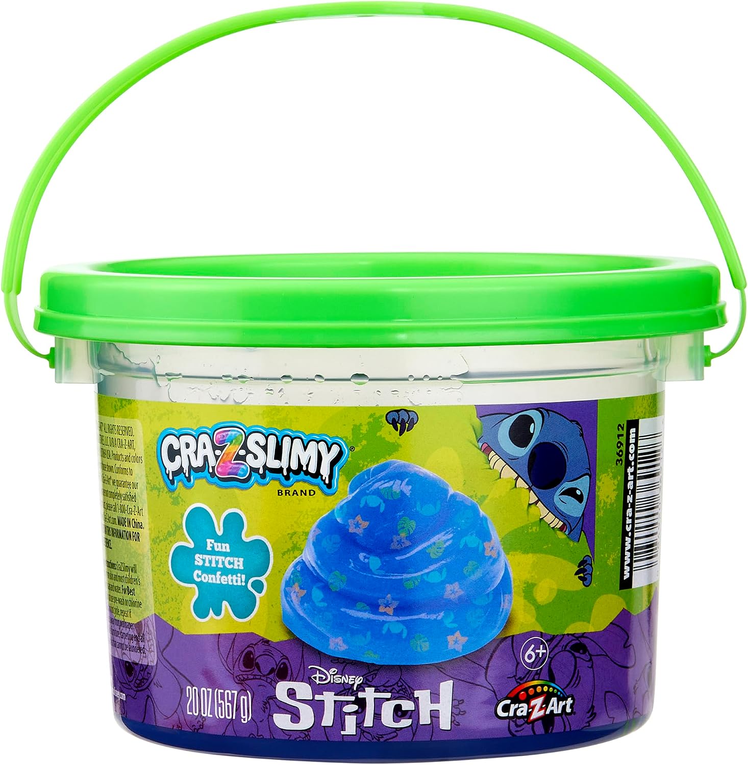 Stitch CRA-Z-Slimy 20oz Pre-Made Slime Bucket, Vibrant Blue CRA-Z-Slimy Slime with Confetti Mix-Ins, Slime Toy for Ages 6 and Up
