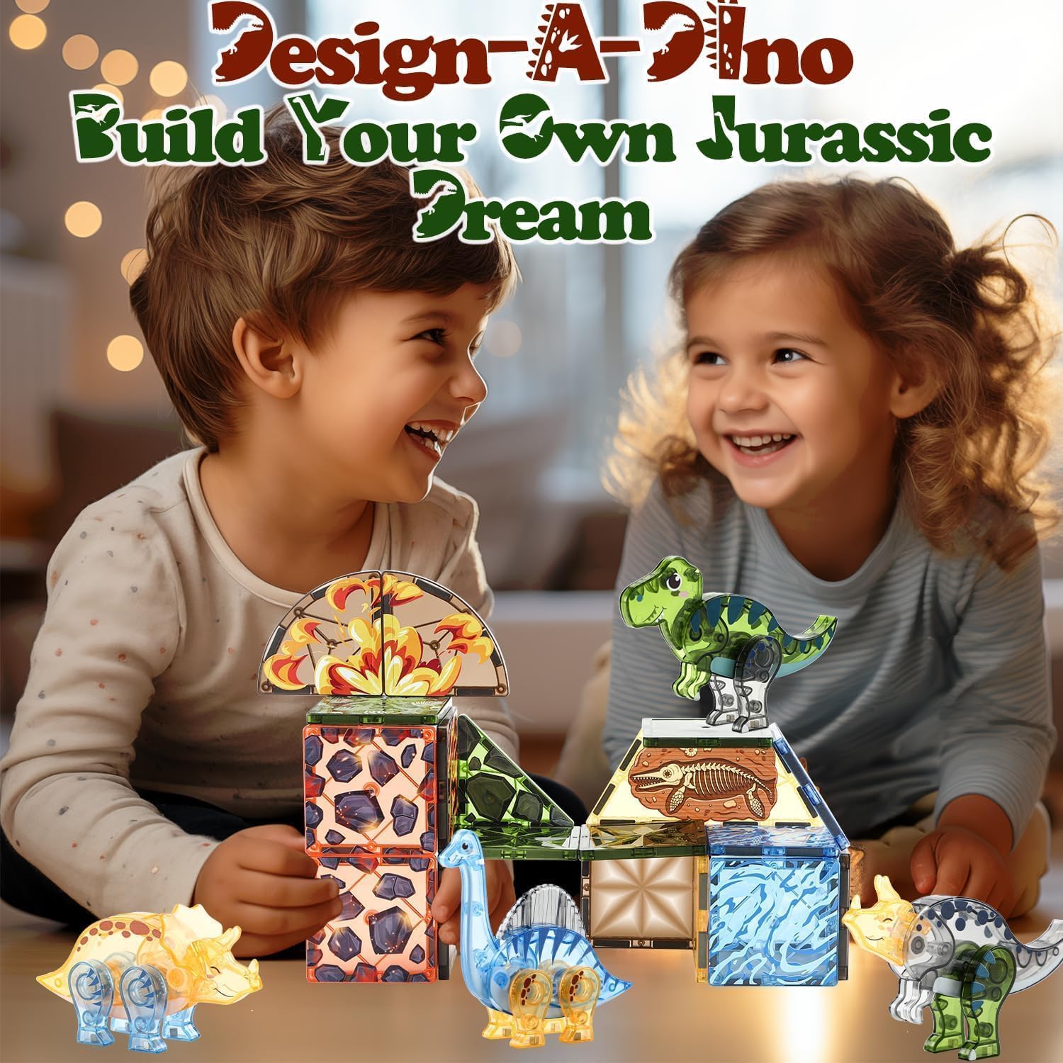 Magnetic Tiles Dinosaur Toys for Kids 3-7 Magnet Building Blocks Toddler Dino Toys - Educational STEM Toys 3 Year Old Boy Gift Learning Resources for Kids Ages 3 4 5 6 7 8 Gifts for 4 Year Old Boys - Image 3