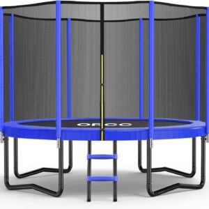 ORCC Trampoline 8FT 10FT 12FT 14FT, Outdoor Tramp with Enclosure Net, 410LBS Yard Trampoline for Kids – Recreational Anti-Rust Trampolin for Kids and Adults with Ladder
