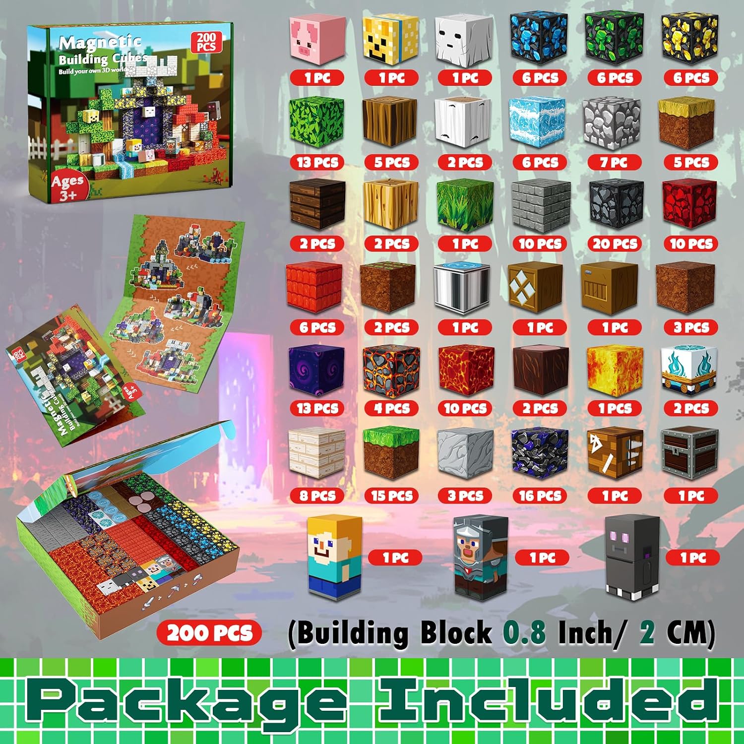 Magneverse 200 PCS 0.8in Magnetic Blocks - Magnet Toys for Kids, Magnetic Building Blocks Cubes, Stacking Magnets, School STEM Toys Birthday Gifts for Boys and Girls Age 3+ Years Old (Theme: Portal) - Image 2