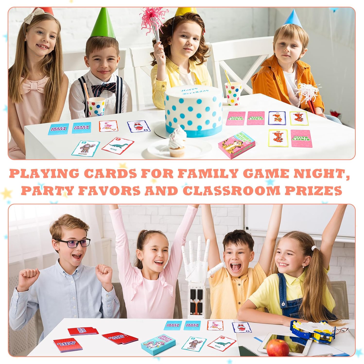 Zubebe 14 Pack Kids Card Games Gifts Bulk Classic Playing Card Game Set for Kids Includes Go Fish, Old Maid, Crazy Eights, Memory Match, Slap Jack, Playing Toy for Party Favors (Classic) - Image 6