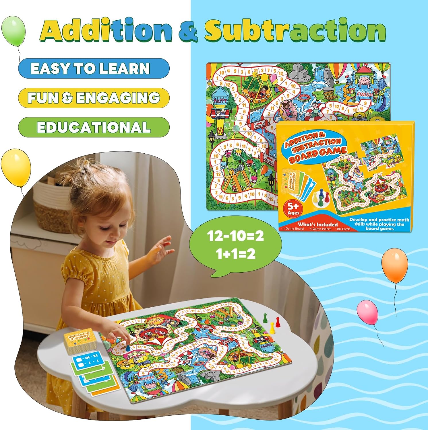 Broytain Addition and Subtraction Math Games for Kids,Addition & Subtraction,Educational Learning Board Games for Boys and Girls Ages 5 6 7 8,Classroom Travel Indoor Outdoor Family Games - Image 6