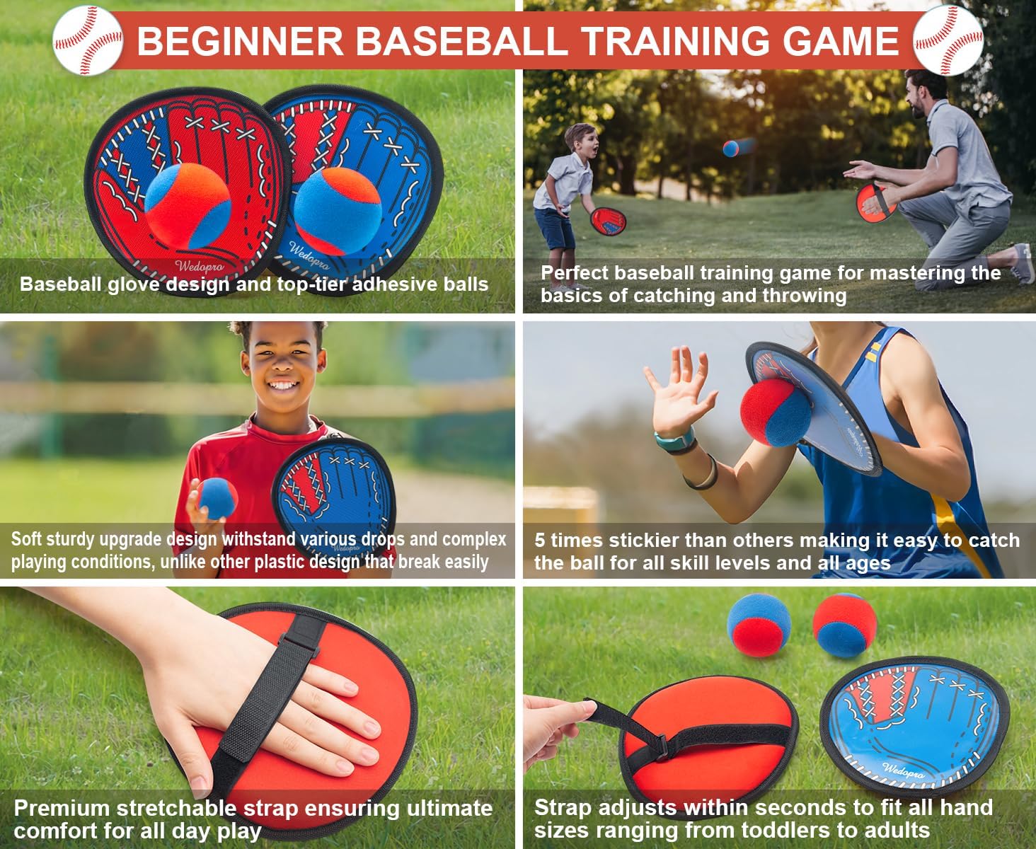 Toss and Catch Ball Game, Kids Toddler Baseball Glove & Catch Ball Toys, Outdoor Games for Family, Toys for Beach Yard Pool Outside, Birthday Easter Gift for Ages 3 4 5 6 7 8-12 Year Old Boys Girls - Image 7