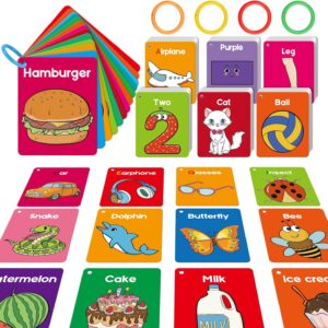Toddler Flash Cards Baby Cognitive Flashcards for Kids, Alphabet, Animals, Numbers, Shapes Colors, First Words, Body Parts, Foods, Educational Toys Preschool Kindergarten Learning Activities