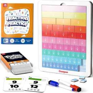 Coogam Magnetic Fraction Tiles – Montessori Math Manipulatives for Fraction Learning & Practice, Educational Games for Homeschool & Classroom, Grades 2-5
