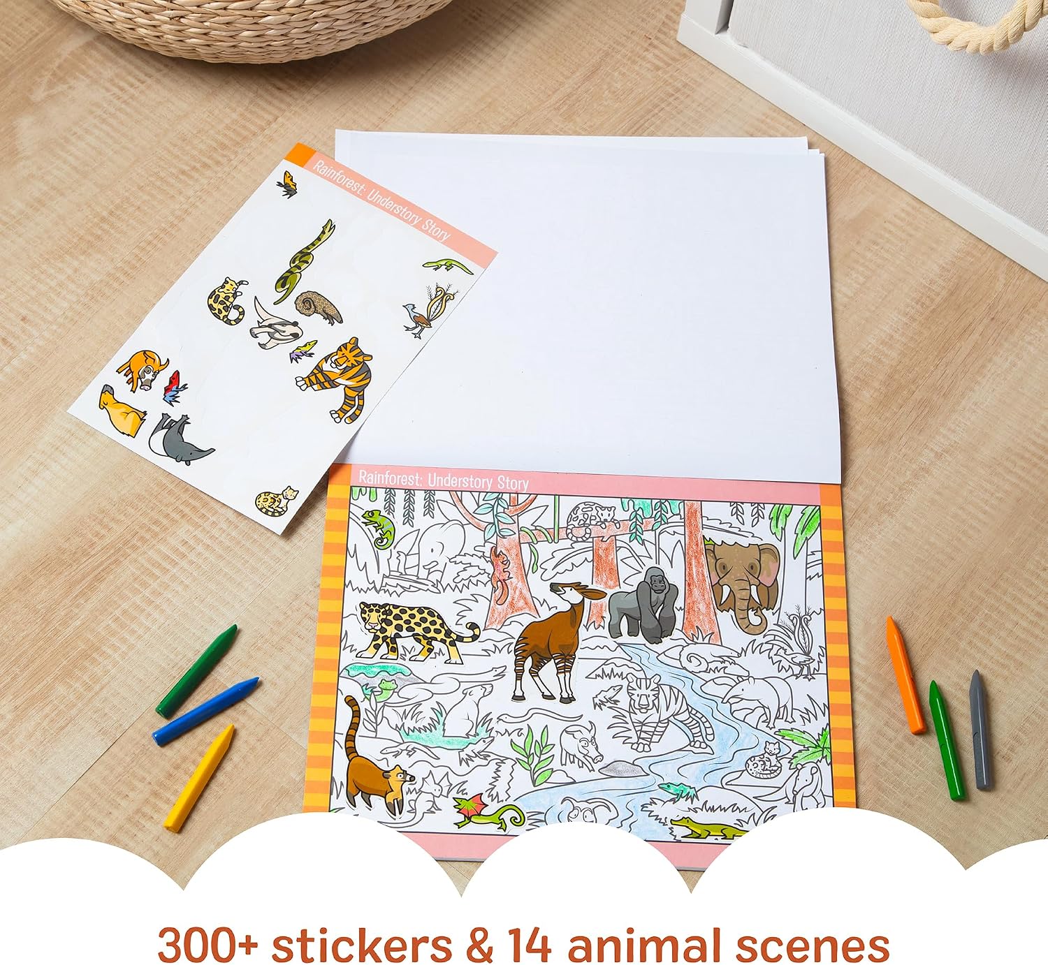 Melissa & Doug Seek & Find Sticker Pad – Animals, 400+ Stickers & 14 Scenes to Color, Search & Find Sticker Activity Pad for Coloring & Matching, Creative Learning Toys for Kids 4+ - FSC Certified - Image 2