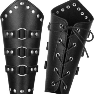 Patelai 1 Pair Faux Leather Arm Guards Arm Bracers Leather Gauntlet Medieval Viking Cosplay Accessories for Men Women