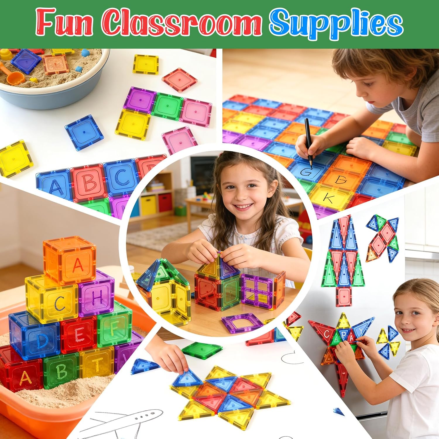 Coodoo Kids Toys Magnetic Tiles Starter Set Classroom Must Haves, Magnetic Blocks for Toddlers Magnet Building Toys Preschool Montessori Learning Games for 3+ Year Old Boys & Girls - Image 5