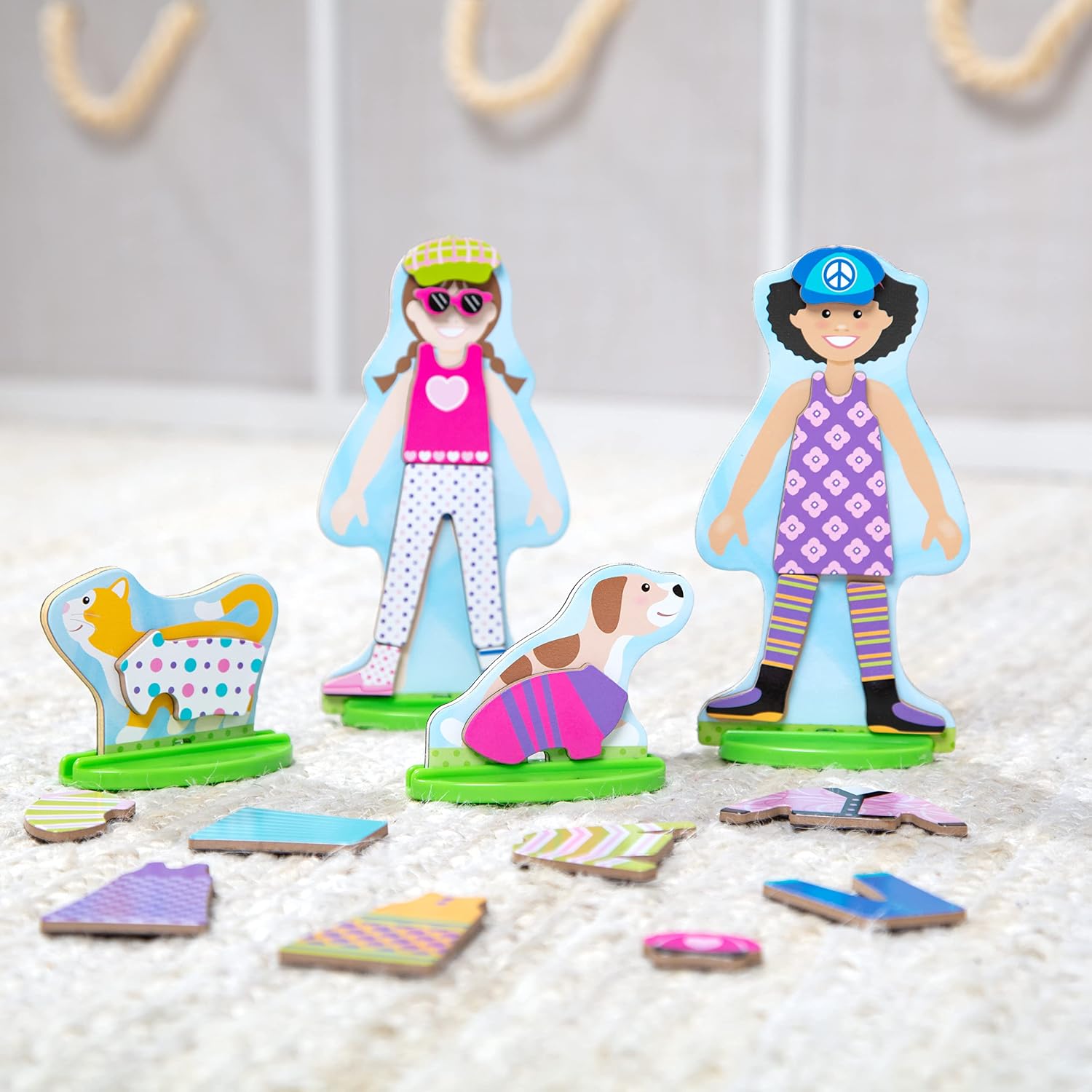 Melissa & Doug Best Friends Magnetic Dress-Up Wooden Dolls Pretend Play Set (78 pcs) - Image 9