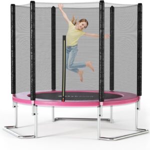 SkyBound 6FT 12FT 14FT Outdoor Trampoline with Net Enclosure – Recreational Backyard Trampolines for Kids and Adults, ASTM Approved L-Shaped Legs Outdoor Trampoline