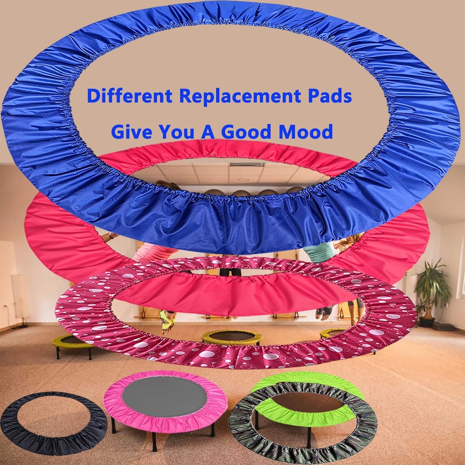 Mini Trampoline Spring Cover 36 38 40 45 60inch Small Trampoline Pad Replacement 3 Layers Thickened & Widened, 800D Tear-Resistant Oxford Cloth, fit Indoor Trampoline for Toddlers - Image 2