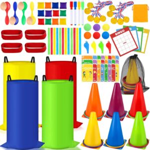 KUBUSFLY Potato Sack Race Bags, 116 Pcs Outdoor Carnival Games for Kids, Lawn Field Day Games Set with Bean Bags, Ring Toss, Cones, Bingo Cards, Carnival Yard for Family Adults Kids Birthday Party