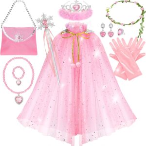 Fedio Princess Cape Set,12Pcs Princess Dress up Clothes for Little Girl, Princess Dresses for Girl 3-8 Years Birthday Gift