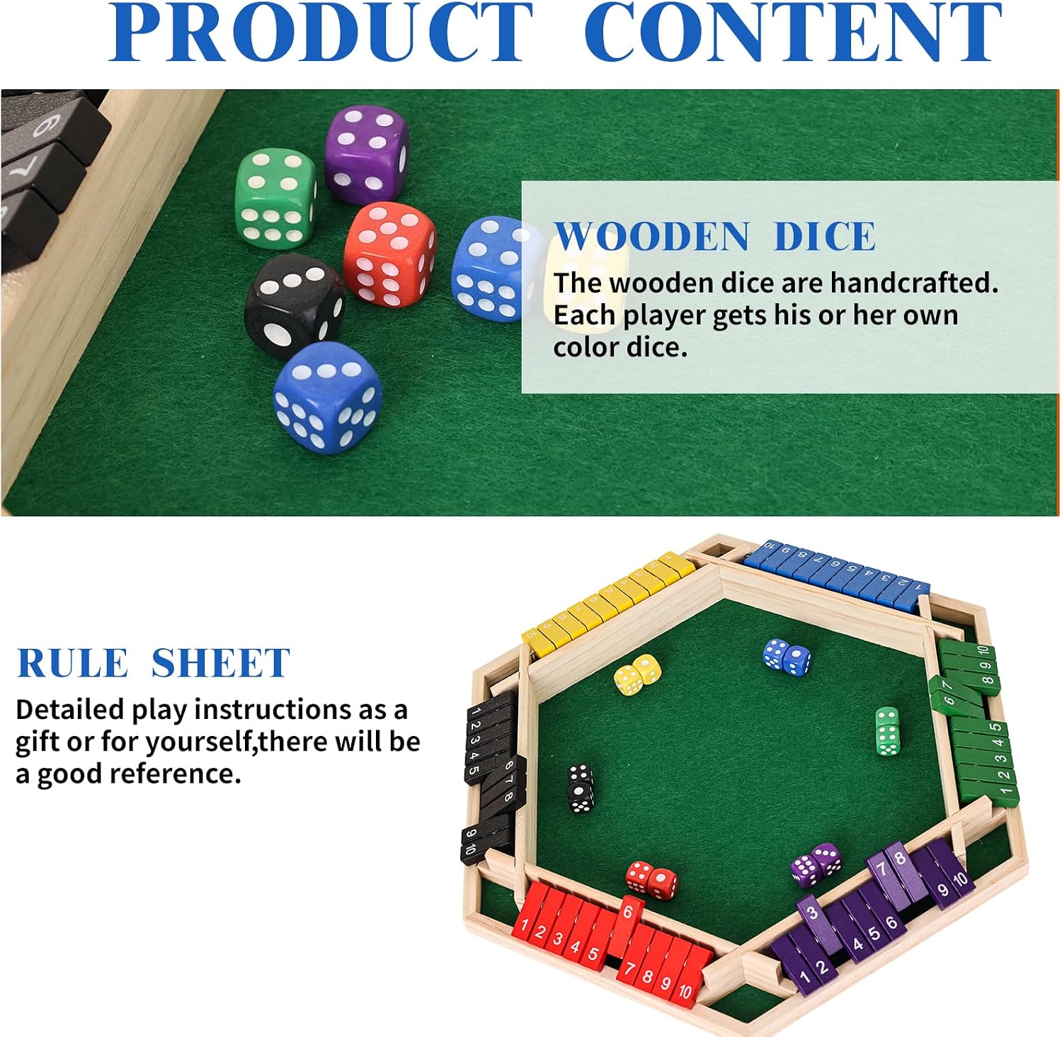 Shut The Box Game Wooden,6 Players Math Games for Kids 8-12,Dice Box Family Games for Kids and Adults,Board Tabletop Games for Kids 5-7, Close The Box Game for Classroom,Home,Party or Pub(6-Color) - Image 5
