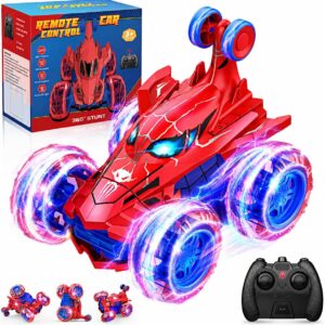 Spider remote control car rc cars toys,Cool rechargeable stunt rc car with 360 flips 4WD wheel with bright light,Fun outdoor toys gifts for kids birthday or Chritmas age 4 5 6 7 8 9 10 11 12 years old