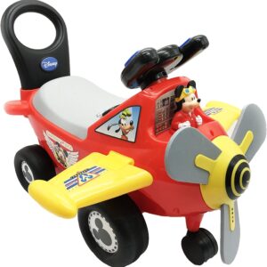 Kiddieland Disney Mickey Mouse Plane Ride-On for Toddlers with Lights & Sounds, Moving Mickey, Rotating Propeller, Batteries Included, 21.5 x 17.25 x 18 in