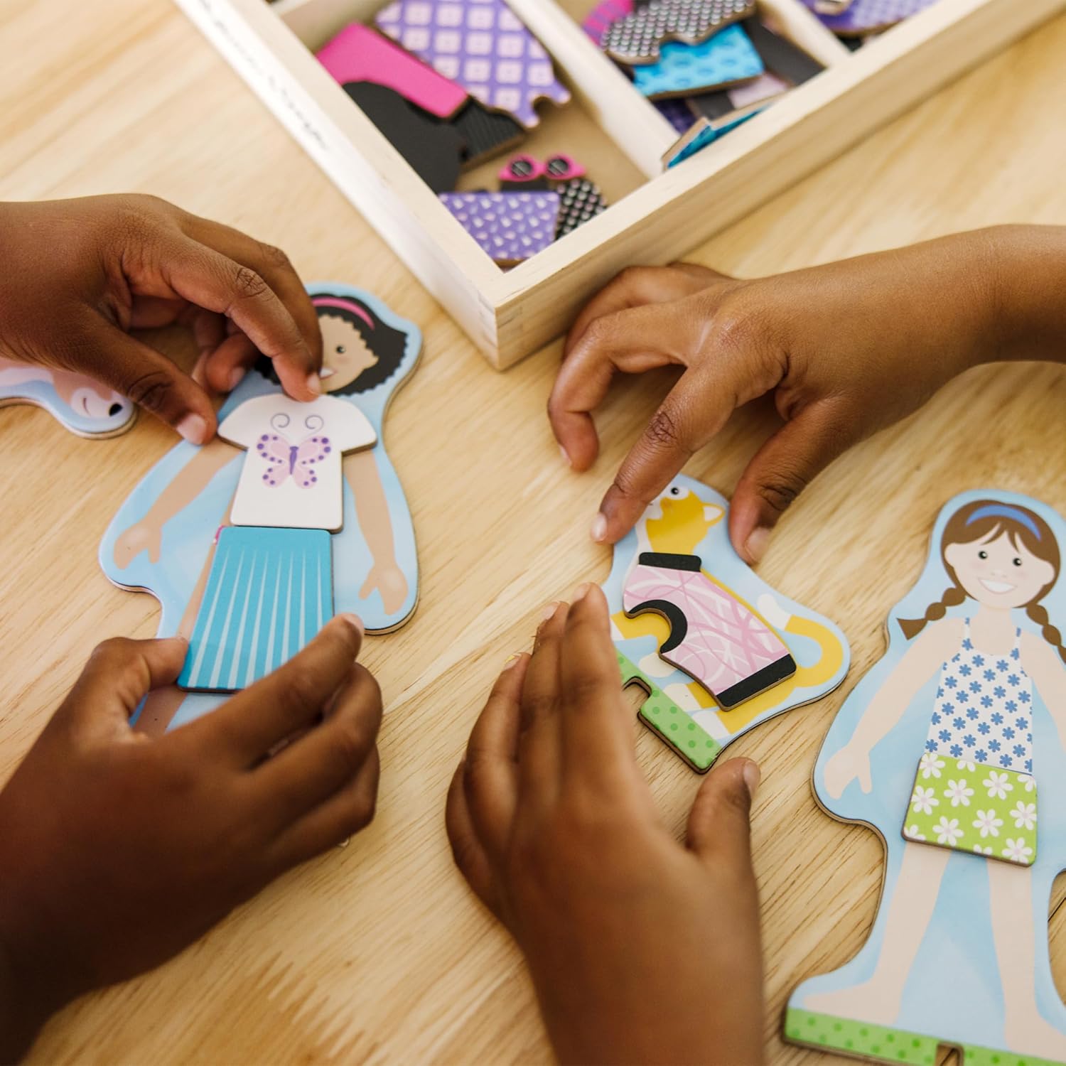 Melissa & Doug Best Friends Magnetic Dress-Up Wooden Dolls Pretend Play Set (78 pcs) - Image 7