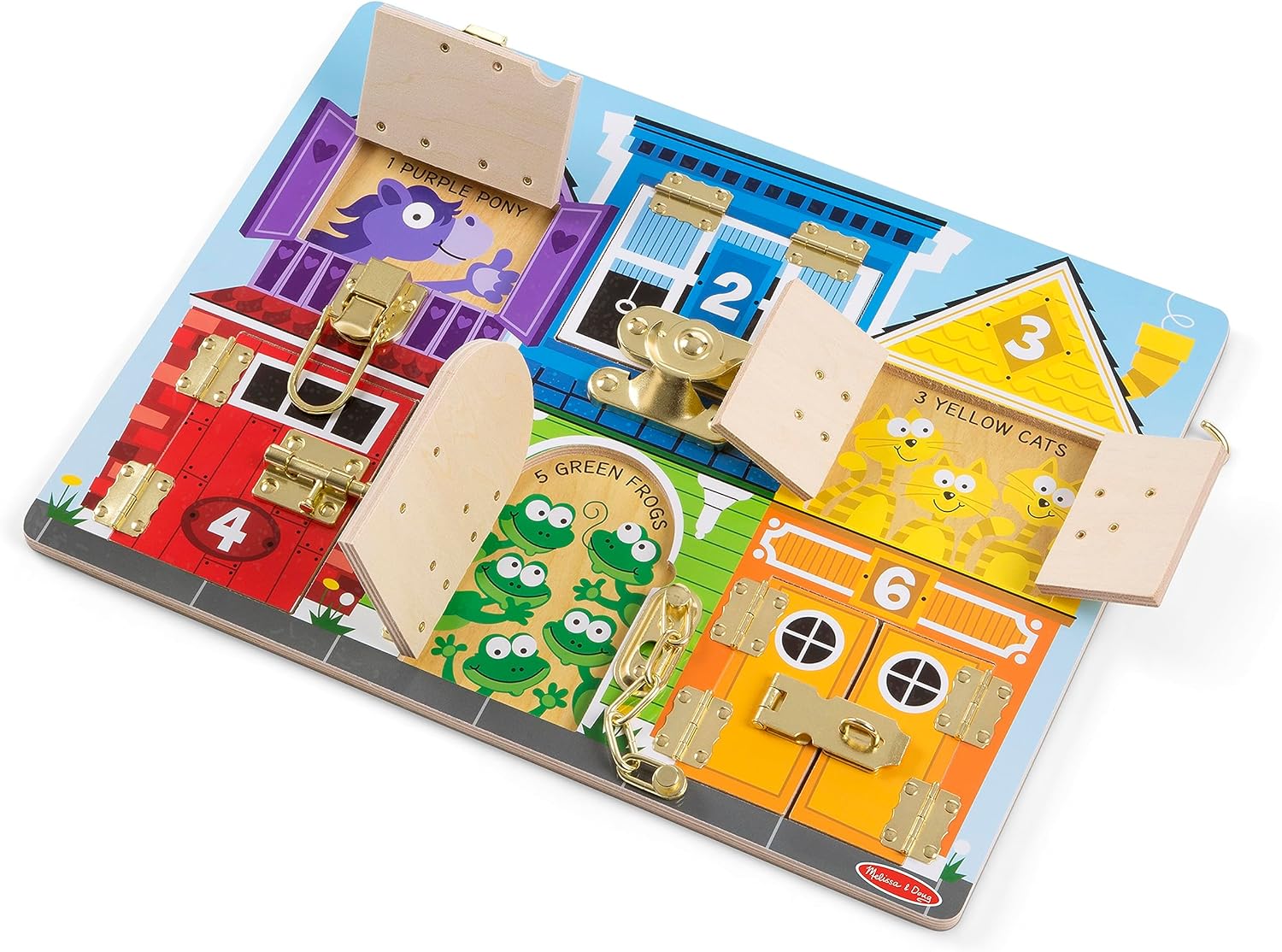 Melissa & Doug Latches Wooden Activity Board - Montessori Busy Board for Preschool Toys, Sensory Toys for Kids, Learning Resources for Ages 3+