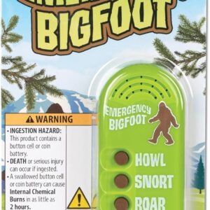 Archie McPhee: Emergency Bigfoot – Electronic Sound Maker, 3.5″ Handheld Device, 4 Sasquatch Noises: Howl-Snort-Roar-Groan, Camping Pranks Novelty Toy
