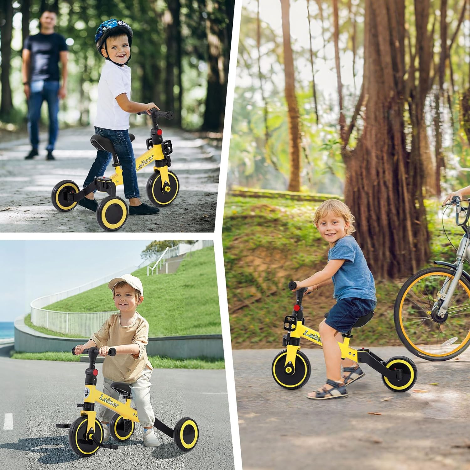 3-in-1 Toddler Tricycle for Ages 2-5, Kids Balance Bike with Removable Pedals & Adjustable Seat, 3-Wheel Ride On Toy, Lightweight Training Trike for Boys Girls, Indoor Outdoor Baby Bicycle - Image 7