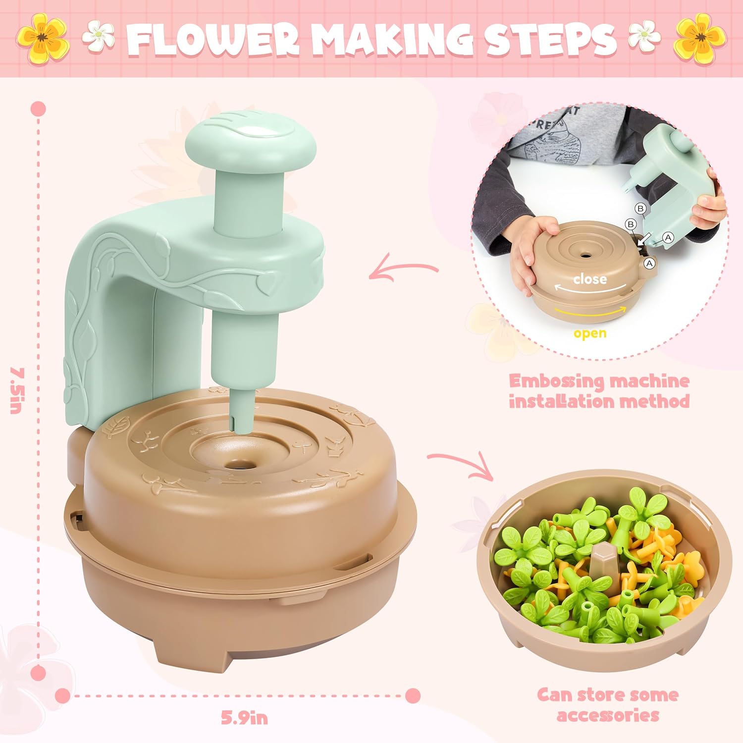 Fabric Flower Bouquets Toys, DIY Craft Kits Toys for Kids - Flowers Market Toy, Build Your Flower Bouquet, Arts & Crafts for 4+ Year Toddler Girl, Educational Activity Preschool B-Day Gifts - Image 2