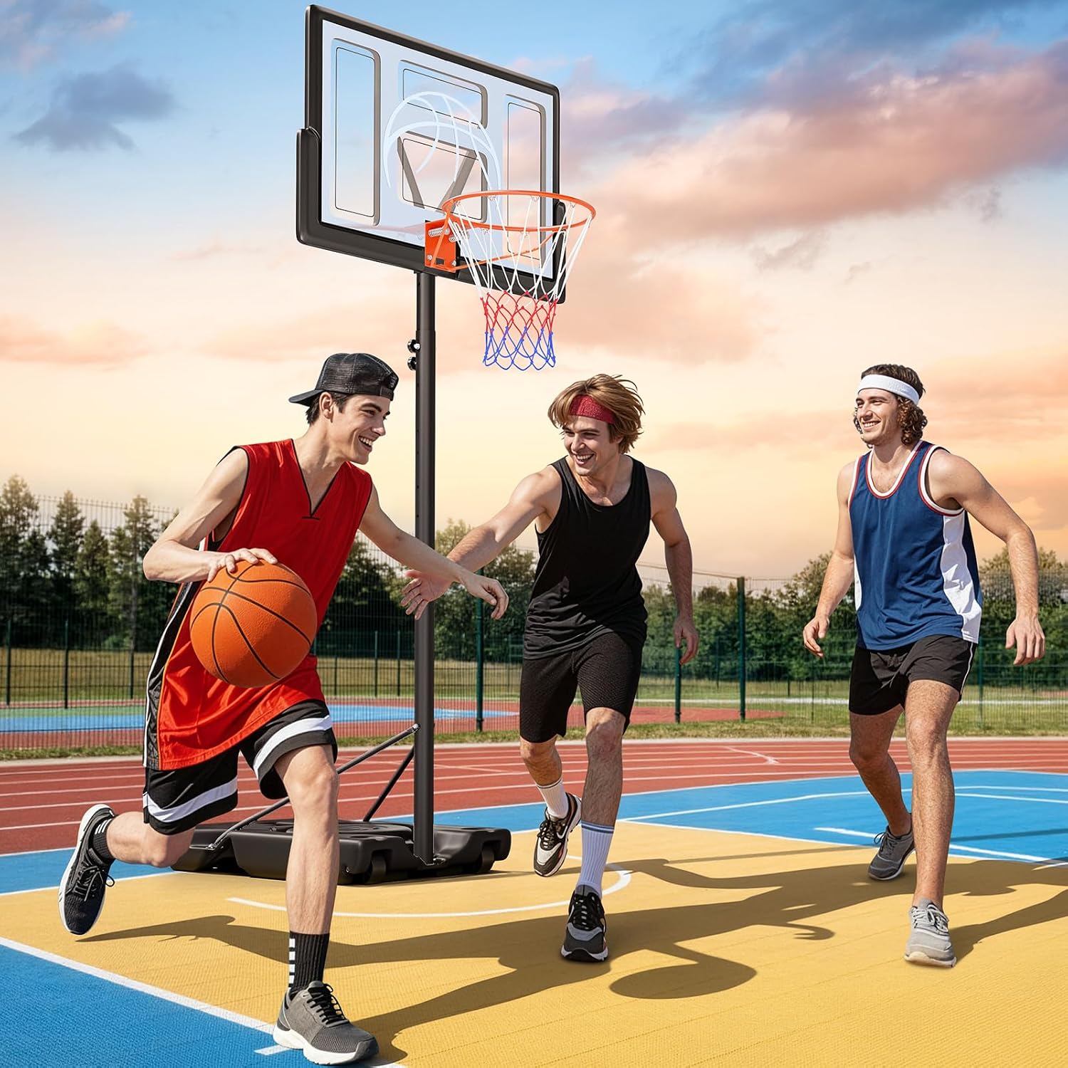 Yohood Basketball Hoop Outdoor 10ft Adjustable, Portable Basketball Hoop Goal System for Kids Youth and Adults in Backyard/Driveway/Indoor, 44 Inch Shatterproof Backboard and Larger Base - Image 8