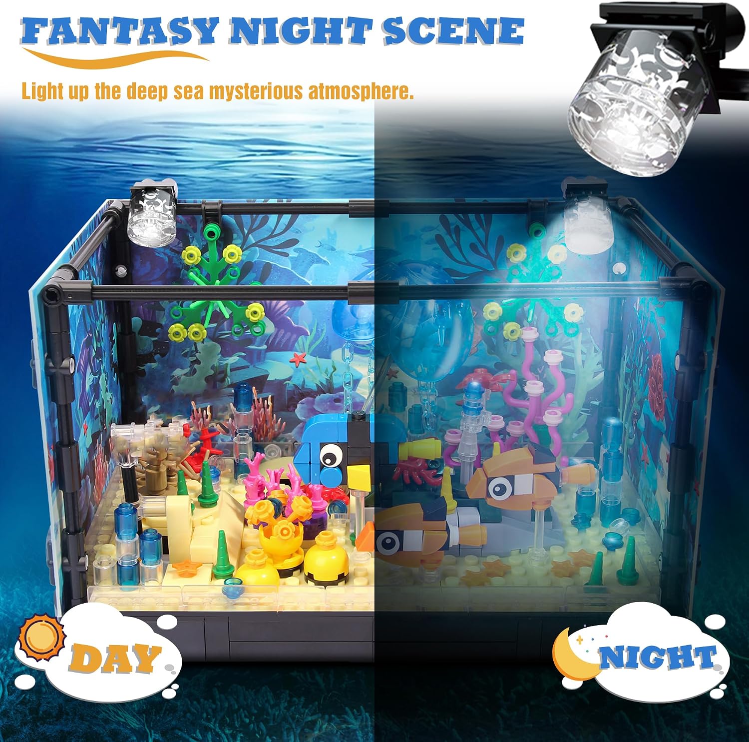 Jorumo Fish Tank Building Block, Lighting Aquarium Building Sets for Adults and Kids Including Ocean Jellyfish, Dolphin, Turtle, Crab, Animal Building Toys for Boys Age 12+, 725pcs - Image 4