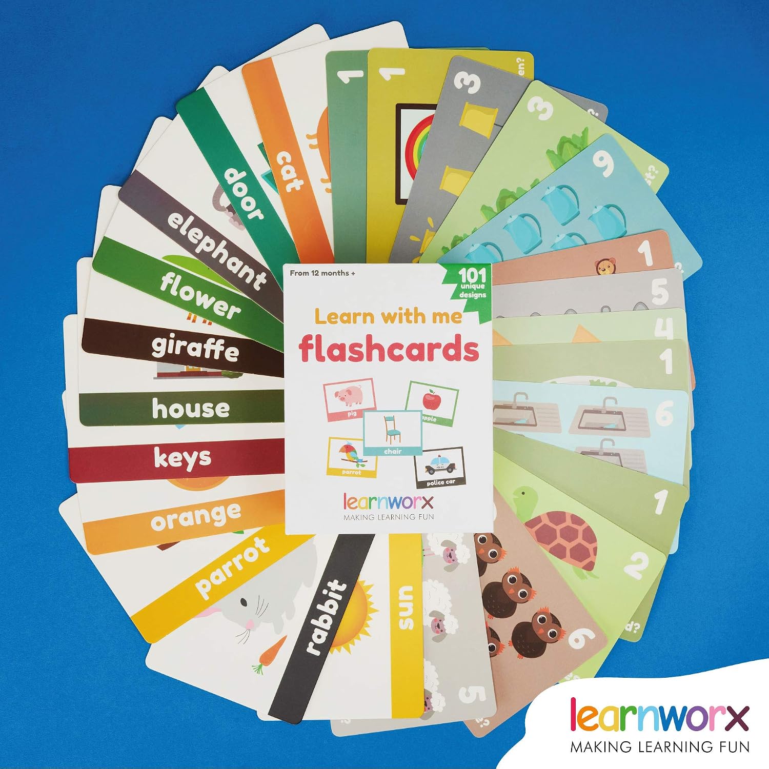 LearnWorx 101 Baby Flash Cards for Toddlers 1-3 | Award Winning First Words Toddler Flash Cards | Speech Toys Help Learn Objects, Numbers & Play Games - Big Toddler Learning Flashcards Preschool Kids - Image 9