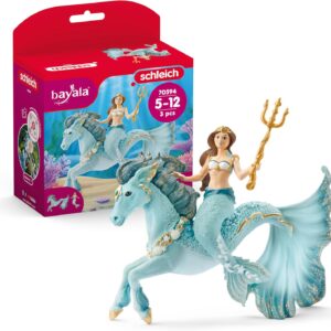 Schleich Bayala – 3 PC Mermaid Eyela Figure with Magic Horse – Mermaid Toy and Seahorse Playset for Girls and Boys – Underwater Fairy and Unicorn Toy – Fantasy Figurines for Kids Ages 5+ | 70594
