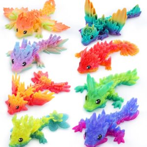 JOYIN 8 Pcs 3D Printed Dragon, 4.4″ Colorful 3D Printed Flexible Articulated Dragon Fidget Toys for Office Desk Decor, Autism Stress Relief Fidget Toys for Kids & Adults Gift