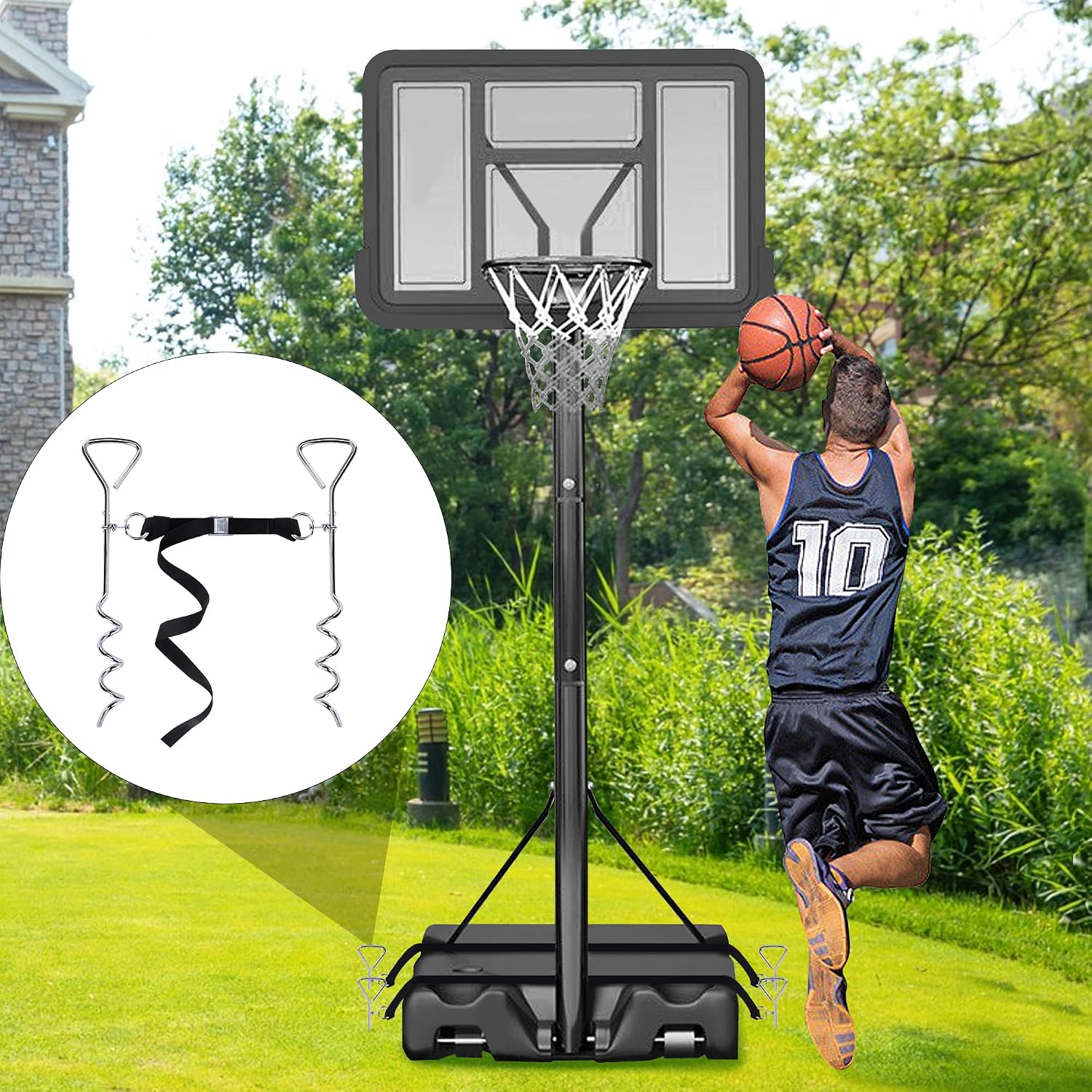 RunNico Basketball Goal Anchor, Heavy Duty Basketball Hoop Tie Down Kit, Court Setup Ground Stakes with Adjustable Straps for Basketball Mounting Trampoline Swing Tent - Image 7