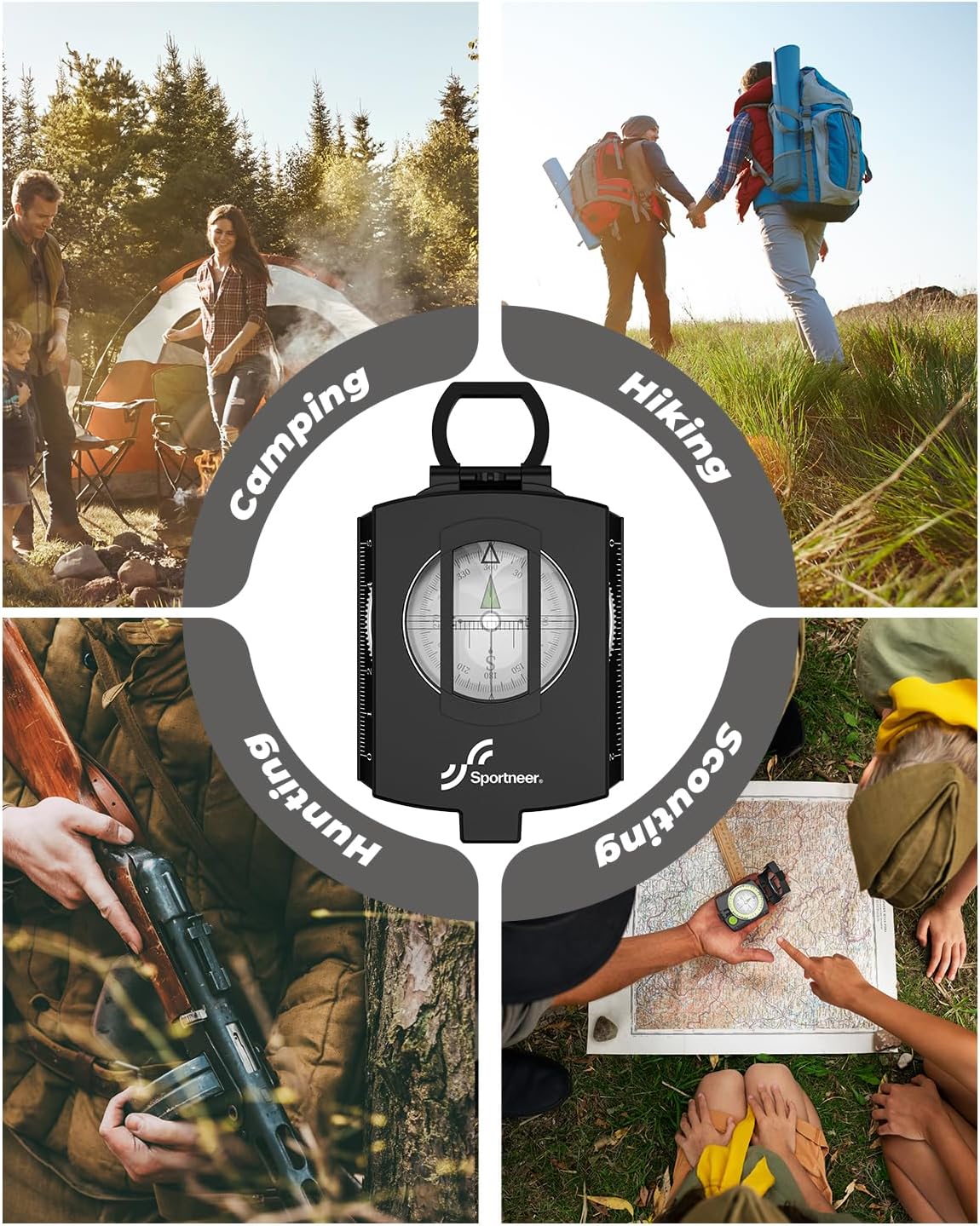 Sportneer Compass: Accurate Durable Lightweight Orienteering Compass with Strap and Carrying Case, Glow in The Dark Waterproof Hiking Essentials for Camping Backpacking, Best Survival Gifts for Kids - Image 8
