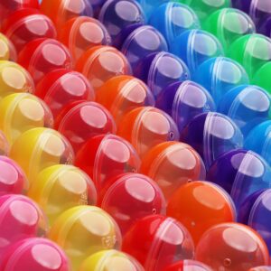 Entervending Empty Clear-Colored Round Capsules 2 inch 25 pcs Bulk 7 Colors Capsule for Toy Gumball Machines Plastic Containers Surprise for Kids Party