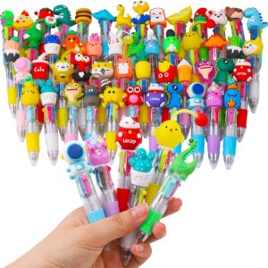CZWZ 50Pcs Mini Multicolor Pens in One 4-in-1 Cute Pens Bulk for Kids, Ballpoint Pen for Birthdays and Children’s Parties, Fun Pen Gifts Assorted Ink Kawaii Pen