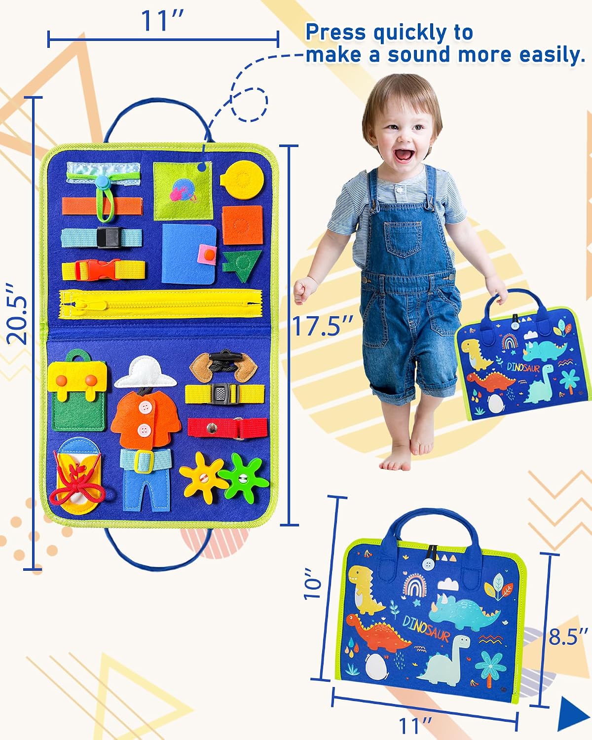 Exorany Busy Board Montessori Toys for Toddler Boys & Girls Birthday Gifts, Sensory Toys for Toddlers, Educational Travel Preschool Toddler Activities Learning Fine Motor Skills - Image 5