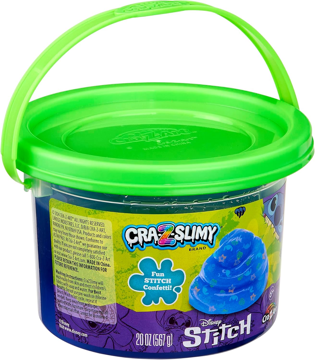 Stitch CRA-Z-Slimy 20oz Pre-Made Slime Bucket, Vibrant Blue CRA-Z-Slimy Slime with Confetti Mix-Ins, Slime Toy for Ages 6 and Up - Image 3